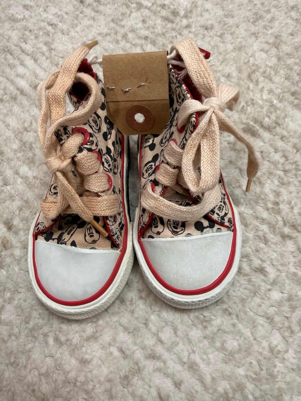 Babies Disney Canvas High-Top Sneakers in Peach with Character Print